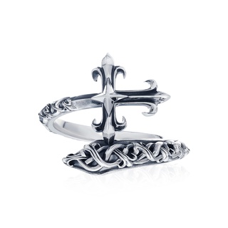 ake ake Prophets Calibur Braided Twisted Ring แหวนเงินแท้ 925 แกะมือขัดเงาลงดำขับลาย ลายดาบกางเขนขดล้อมหมุนตามนิ้ว พันลายเกลียวฝักดาบ