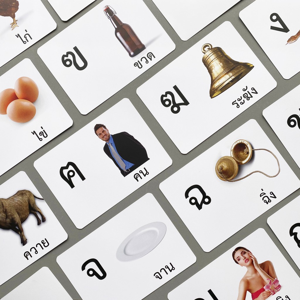 แฟลชการ์ด ก-ฮ กขค ภาพจริง แผ่นใหญ่ Flash Card ก-ฮ KP011 Vanda learning