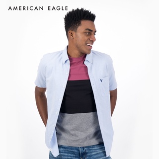 American Eagle Oxford Short-Sleeve Button-Up Shirt เสื้อเชิ้ต ผู้ชาย อ็อกซ์ฟอร์ด แขนสั้น (NMSH 015-2105-400)