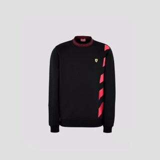 FERRARI เฟอร์รารี่ เสื้อสเวตเตอร์ รุ่น MEN STRIPES C-NECK SWEATER BLK