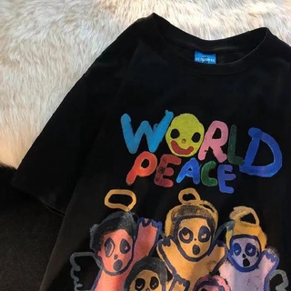 เสื้อยืดแขนสั้น พิมพ์ลายกราฟฟิติ ทรงหลวม ขนาดใหญ่ แฟชั่นฤดูร้อน สําหรับผู้หญิง