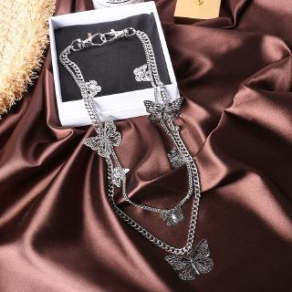 [จัดส่งฟรี] สายโซ่คล้องเอว แบบหนา สองชั้น ลายผีเสื้อ 22291 สําหรับผู้ชาย ผู้หญิง