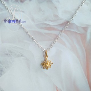 Finejewelthai จี้เงินแท้-จี้ดอกไม้-จี้ดอกบัว-เงินแท้-Silver-lotus-flower-Pendant - P107500e-g