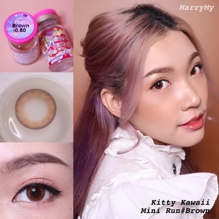 mini Run Brown (1)(2) สีน้ำตาล น้ำตาล โทนแบ๊ว สายเกา โทนธรรมชาติ Kitty Kawaii ค่าอมน้ำสูง Contact Lens คอนแทคเลนส์ สายตา