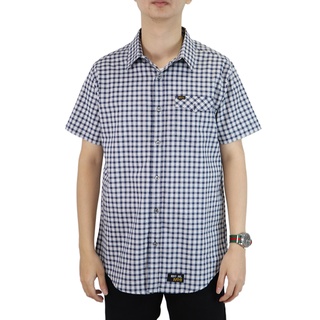 ิBOVYJNS SHIRT -เสื้อเชิ้ตสก๊อตขาวตารางสี่เหลี่ยมเล็ก  MENS SCOTTED -BAS3858