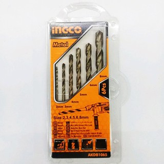 INGCO AKDB1065 ดอกสว่าน ชุดดอกสว่าน หัวสว่าน ดอกสว่านเจาะโลหะ สำหรับเจาะ เหล็ก โลหะ วัสดุแข็ง SIZE 2,3,4,5,6,8mm 6 ตัว