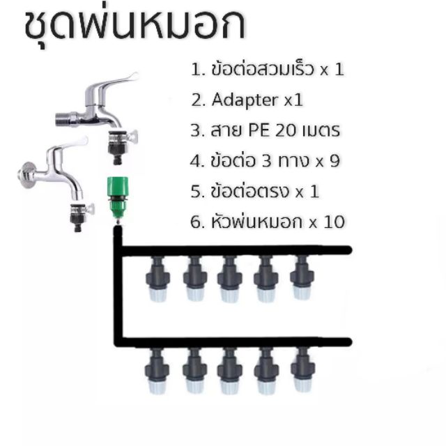 ชุดพ่นหมอก-รดน้ำต้นไม้-สายยาว-20-เมตร-เสียบกับก๊อกเดิมได้ทันที