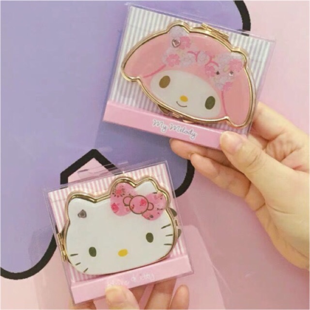 sanrio-mirror-กระจก-2-ด้าน-ขอบทอง-สวย-หรู-น่ารัก-มากๆ