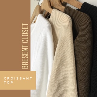 BRESENT.CLOSET 🙂 Croissant Top 🥐 เสื้อครอป ไหมพรม แขนยาว