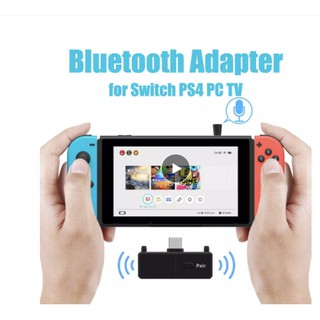 Type-C เครื่องส่งสัญญาณบลูทูธ V5.0 A2DP SBC Latency ต่ำพร้อมไมโครโฟนสำหรับ Nintendo SWITCH PS4 TV PC USB type-C อะแดปเตอ