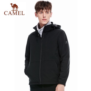 Camel เสื้อแจ็กเก็ตกันลม ผ้าฟลีซ สําหรับผู้ชาย