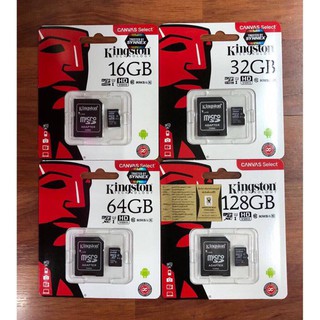 ของแท้ Kingston Micro SD Card Class10 ขนาดความจำ 16GB, 32 GB /64 GB/128G With Adapter แท้100% ช่วยเพิ่มพื้นที่