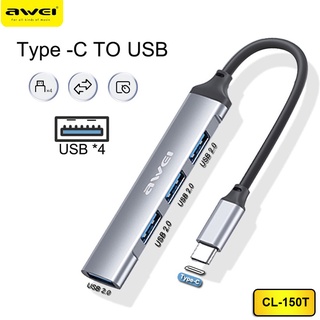 Awei อะแดปเตอร์ฮับการ์ดรีดเดอร์ USB 2.0 เป็น 4 Prot สําหรับแล็ปท็อป แท็บเล็ต Type C SD TF HDMI
