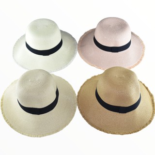 สินค้า หมวกสานปีกกว้าง [รุ่นA038] หมวกทรงกลมขอบขุย หมวกแฟชั่น หมวกกันแดด หมวกใส่เที่ยว