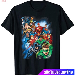 เสื้อยืดกีฬา Justice League Mighty Heroes Unite T-Shirt Sports T-shirt