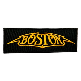 Boston ตัวรีดติดเสื้อ หมวก กระเป๋า แจ๊คเก็ตยีนส์ Hipster Embroidered Iron on Patch  DIY