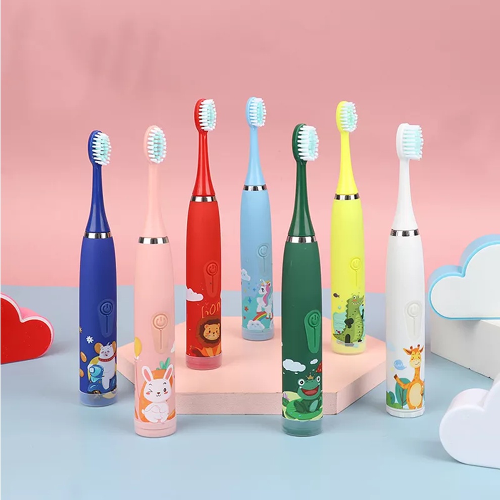 แปรงสีฟันเด็ก-แปรงสีฟันไฟฟ้าเด็ก-แบบสั่น-ชาร์จ-usb-ไม่ต้องใส่ถ่าน-แถมฟรี-5-หัวแปรง-สินค้าพร้อมส่งจากในไทย