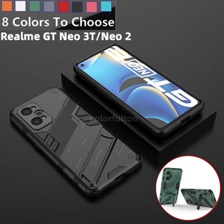 เคสโทรศัพท์มือถือแบบแข็ง กันกระแทก พร้อมขาตั้ง หรูหรา สําหรับ Realme GT Neo 3T 3 2 Neo3T Neo3 Neo2