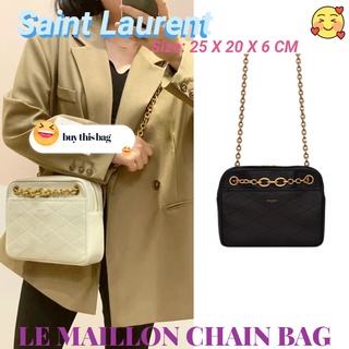 แซงต์โลรองต์  Saint Laurent  ysl  LE MAILLON กระเป๋าโซ่ขนาดเล็กในหนังแกะ/กระเป๋าผู้หญิง/กระเป๋าสะพายไหล