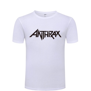 เสื้อยืดสีขาวAnthrax เสื้อยืดลําลอง ผ้าฝ้าย แขนสั้น คอกลม พิมพ์ลายวงร็อคร็อค สําหรับผู้ชาย