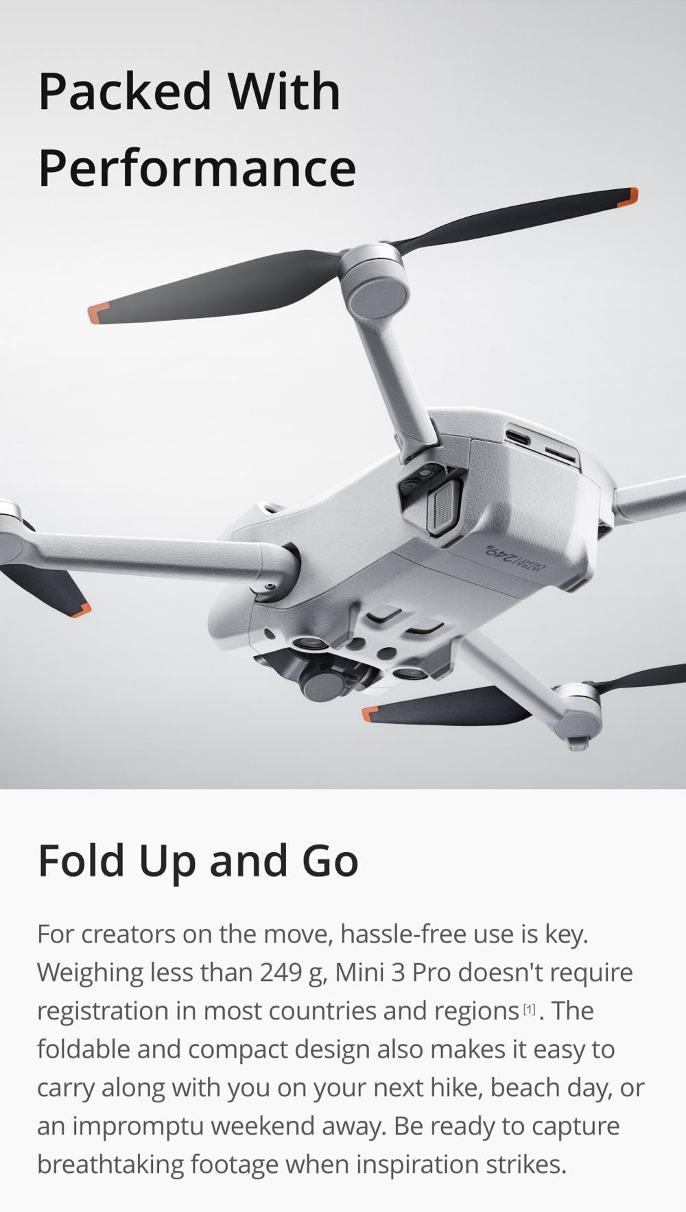 มุมมองเพิ่มเติมของสินค้า DJI MINI 3 Pro โดรนมินิกล้องขั้นสูง พับเก็บได้ น้ำหนักเบา พกพาสะดวก มาพร้อมกับเลนส์ถ่ายภาพในแนวตั้ง