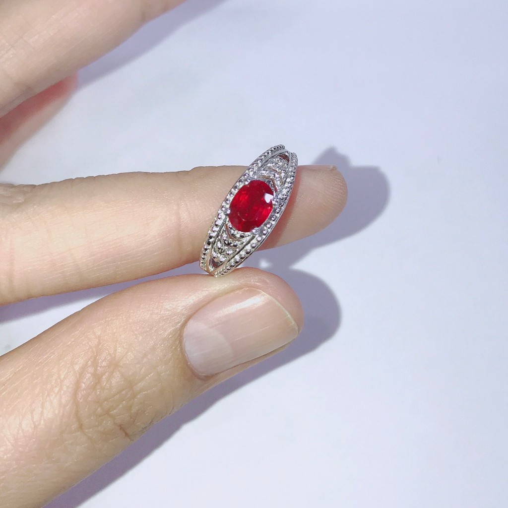 เซ็ทแหวนกับต่างหูพลอยทับทิม-ruby-เงินแท้92-5-รุ่น1359