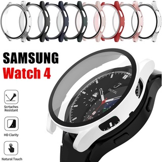 สินค้า เคส + กระจก ฝาครอบ สําหรับ Samsung Galaxy Watch 4 40 มม. 44 มม. PC เคลือบด้าน เคสป้องกัน กันชน นาฬิกา อุปกรณ์เสริม
