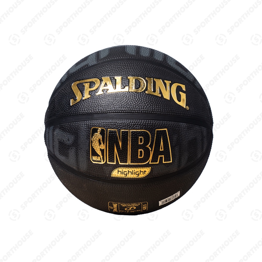 ภาพหน้าปกสินค้าพร้อมส่ง ลูกบาสยาง Spalding NBA Highlight (ดำ-ทอง) ไซส์ 5 จากร้าน sporthouseth บน Shopee