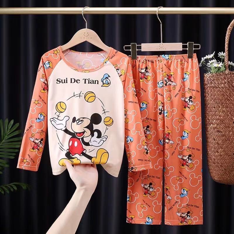 ใหม่-ชุดนอนเด็กแขนยาวลายการ์ตูนพร้อมส่ง100cm-140cm-นื้อผ้านิ่มใส่สบาย