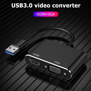 อะแดปเตอร์วิดีโอ USB 3.0 เป็น HDMI VGA, USB To HDMI VGA 1080P AV Converter รองรับ 2K สำหรับคอมพิวเตอร์ตั้งโต๊ะโน๊ตบุ๊ค