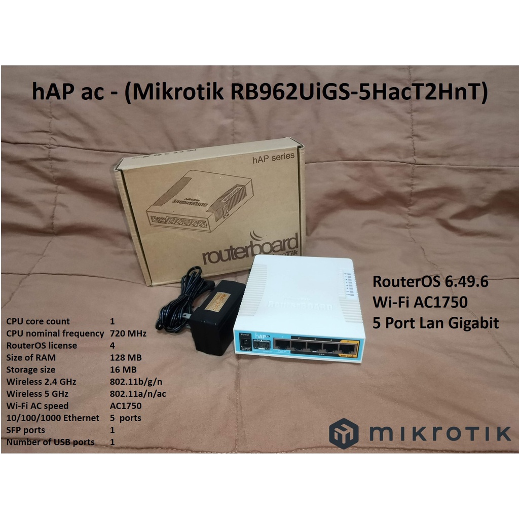 Mikrotik hAP ac (RB962UiGS-5HacT2HnT) มือสอง พร้อมส่ง | Shopee Thailand