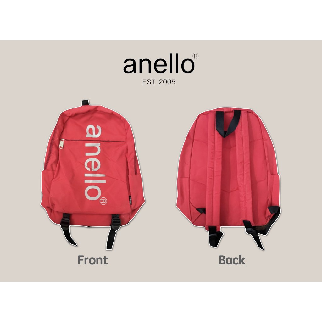 กระเป๋าเป้ Anello Red Fabric Backpack ของแท้ Shopee Thailand