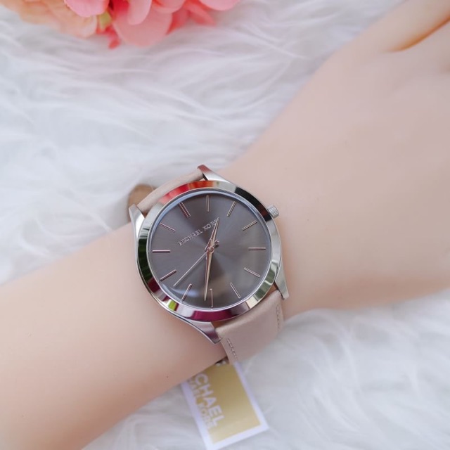 นาฬิกา-michael-kors-analogue-quartz-watch-with-leather-strap-mk8619-สายหนัง-สีน้ำตาลอ่อน