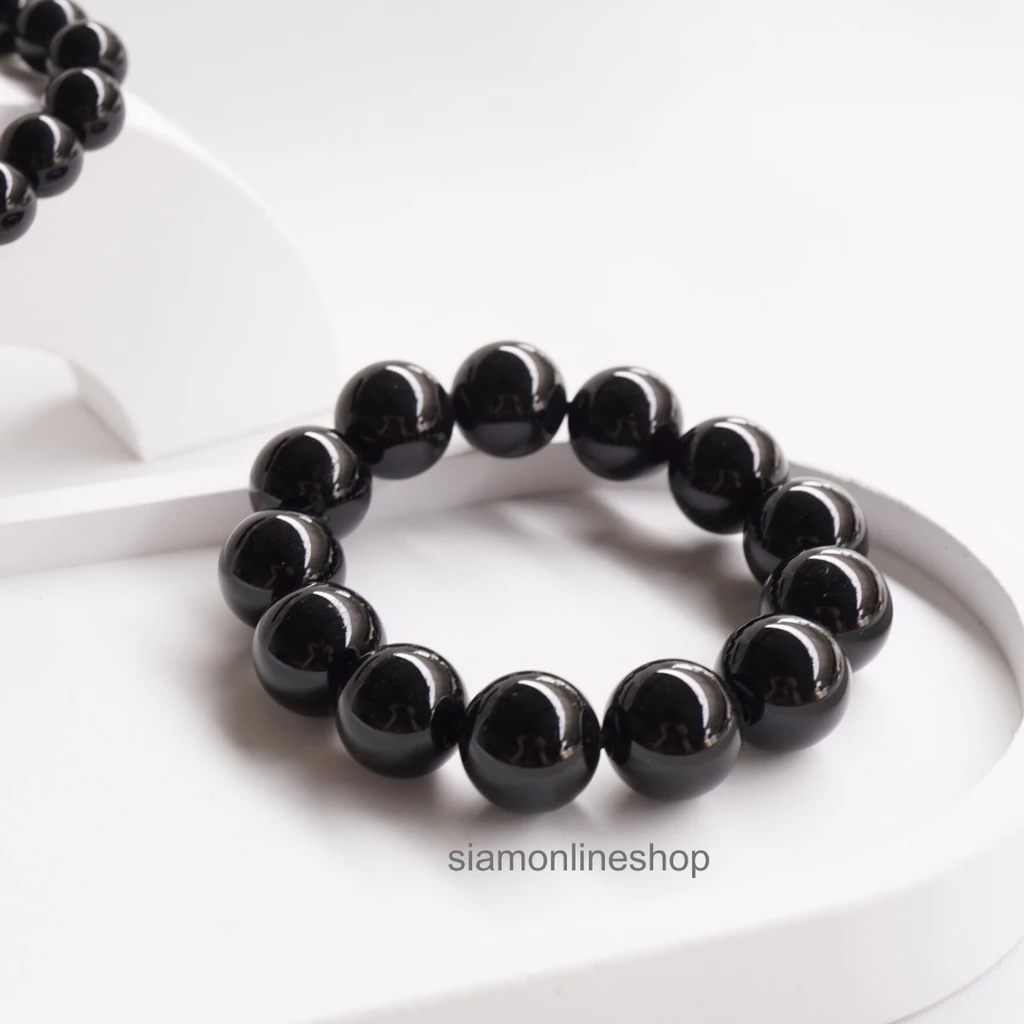 BLACK OPAL หินแบล็คโอปอล เลือกขนาดเม็ดหินได้ ( 4/6/8/10/12/14 มม.) หินแห่งความหวัง สร้อยข้อมือหินนำโชค https://wayoza.com