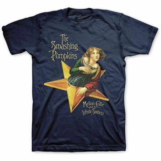 เสื้อยืดผ้าฝ้ายพิมพ์ลายคลาสสิก เสื้อยืด พิมพ์ลายฟักทอง The Smashing Pumpkins Mellon Collie (Navy) สําหรับผู้ชาย