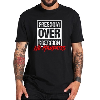 เสื้อยืดผู้ชาย เสื้อยืด พิมพ์ลาย Freedom Over Coercion No Mandates สไตล์วินเทจ คลาสสิก ของขวัญฮาโลวีน สําหรับวัยรุ่น ฟิต