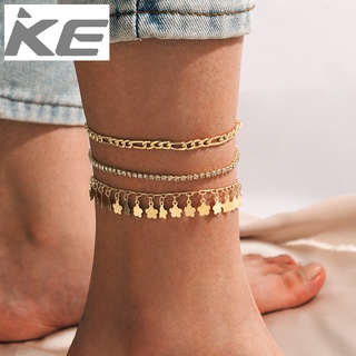 Geometric Chain Jewelry Flower Disc Three-piece Anklet Geometric Diamond Anklet Set for girls