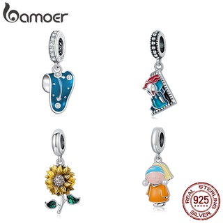 Bamoer Art Paintings Series 4 Styles 925 Silver Sterling Fashion Charms For Necklace DIY Jewelry Accessories SCC2078