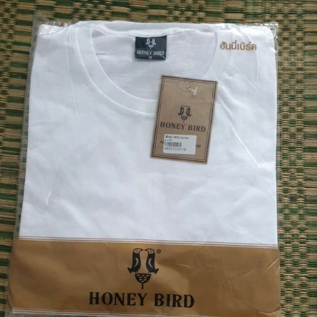 เสื้อยืดคอกลม-สีขาว-ดำhoney-bird