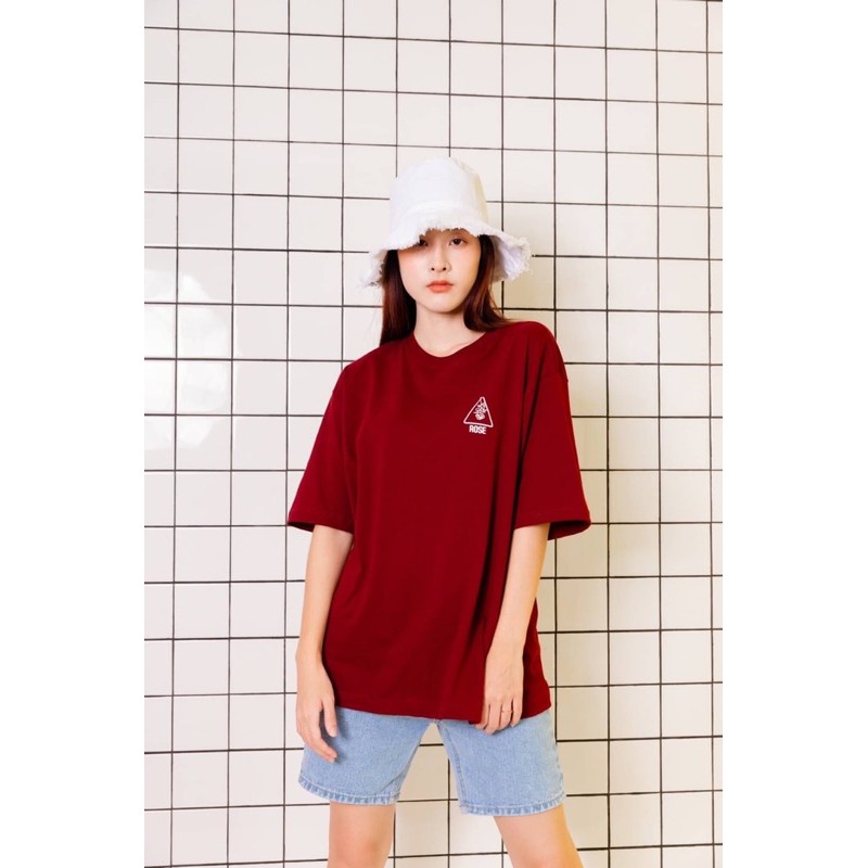 97x-redwine-rose-เสื้อยืด-oversize-สีแดงไวน์-ถ่ายจากสินค้าจริง