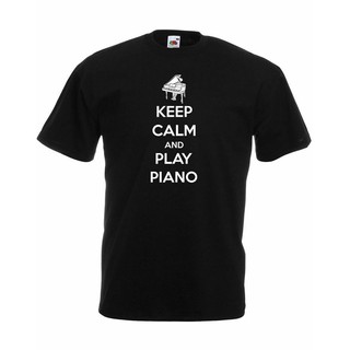 เสื้อยืดผู้ พร้อมส่ง เสื้อยืด พิมพ์ลายเปียโน Keep Calm And Play สําหรับผู้ชาย S-5XL