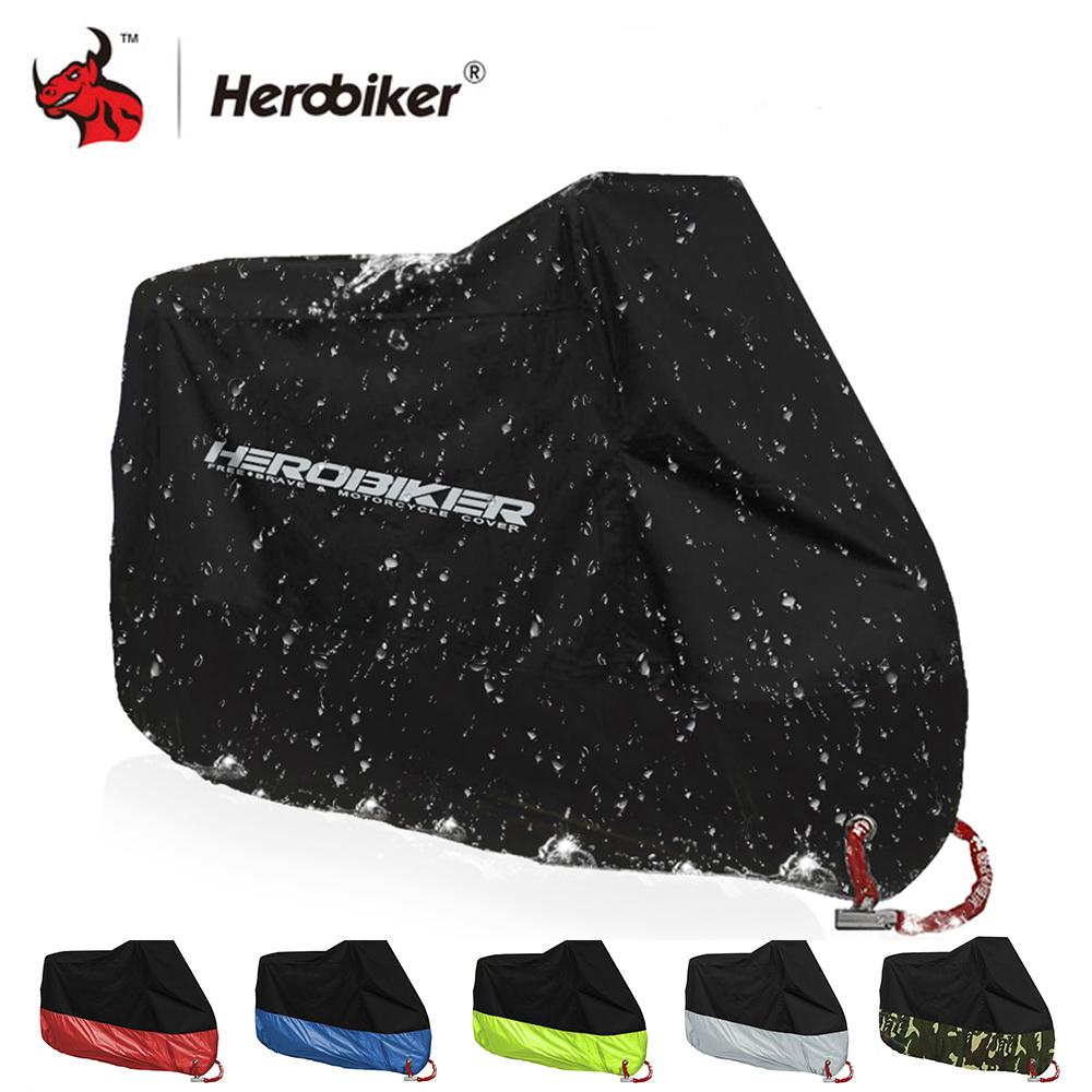 สินค้า HEROBIKER ผ้าคลุมมอเตอร์ไซต์/รถจักรยานยนต์ กันน้ำ กันฝุ่น ป้องกัน UV กลางแจ้ง ใช้ได้ทุกฤดูกาล