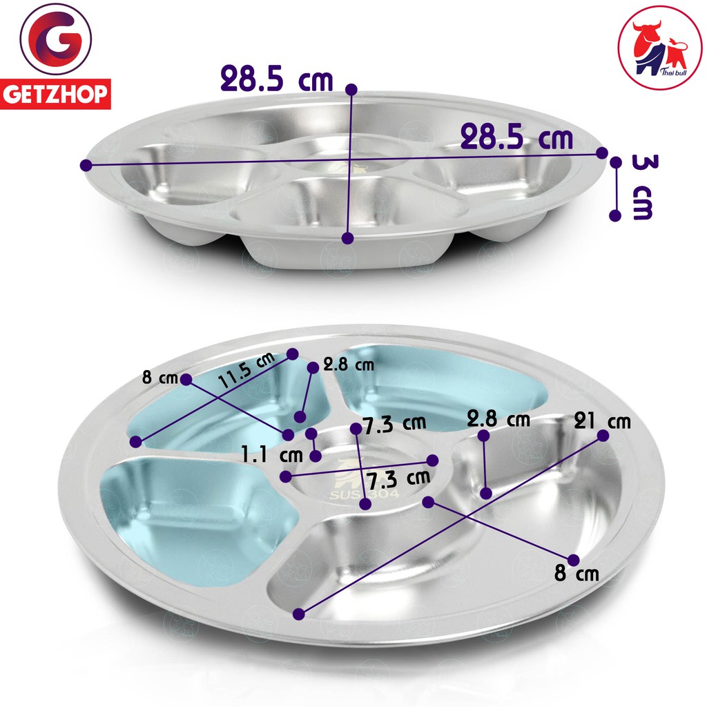 bemybed-ถาดหลุมใส่อาหาร-ถาดทรงกลม-5-หลุม-รุ่น-tbcn-5l-สแตนเลส-304-เซ็ท-4-ชิ้น