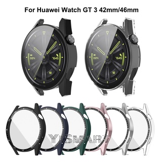 สินค้า เคสป้องกัน แบบเต็ม สําหรับ Huawei Watch GT 3 42 มม. 46 มม. แข็ง PC กันชน กระจกนิรภัย ป้องกันหน้าจอ สําหรับ Huawei Watch GT3