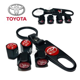 จุกลมยางรถยนต์ TOYOTA / TRD 1ชุด (4 ฝา+ประแจที่ใช้เป็น พวงกุญแจ ได้) ฝาปิดจุกลมรถยนต์ จุ๊บลมแต่งรถยนต์