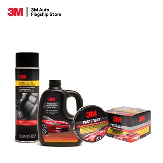 3M Set แชมพูล้างรถ ขนาด 1000 Ml. PN39000W + PN39041A เคลือบเบาะหนัง และยางรถยนต์ + เคลือบเงารถยนต์ สูตรคานูบา PN39526LT