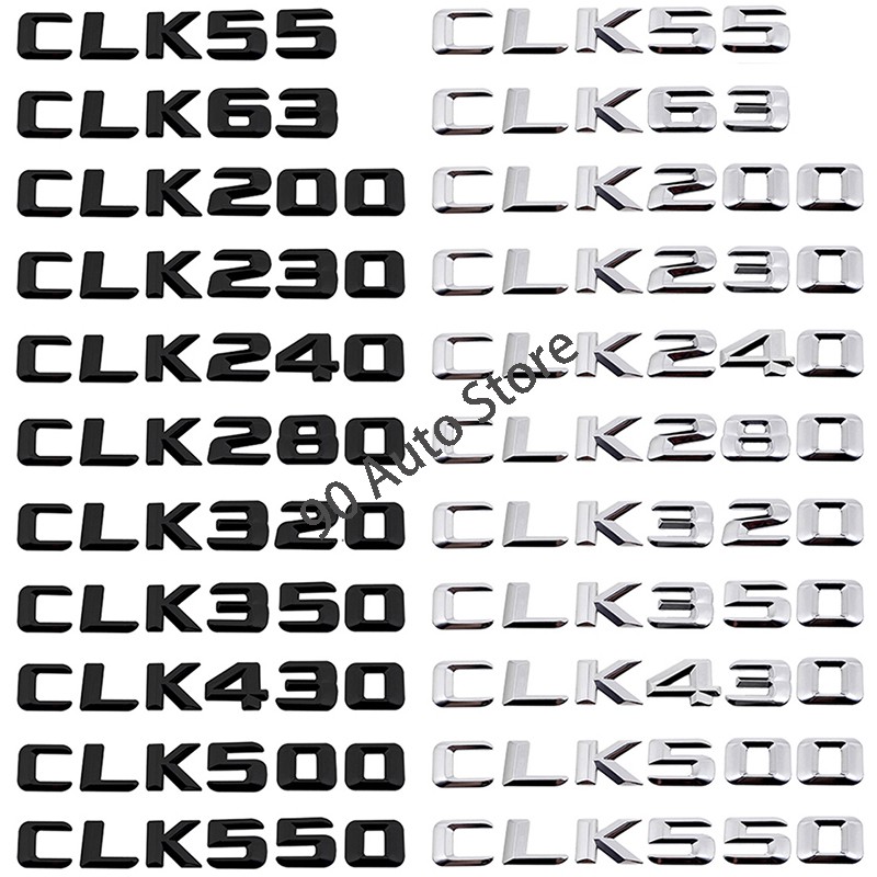 สติกเกอร์โลหะ-ลายตัวอักษรดิจิทัล-3d-สีดํา-และสีเงิน-สําหรับติดตกแต่งท้ายรถยนต์-mercedes-benz-clk55-clk63-clk200-clk230-clk240-clk280-clk320