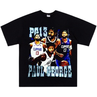 เสื้อยืด ผ้าฝ้าย ทรงหลวม ลาย Paul George สไตล์วินเทจ อเมริกัน