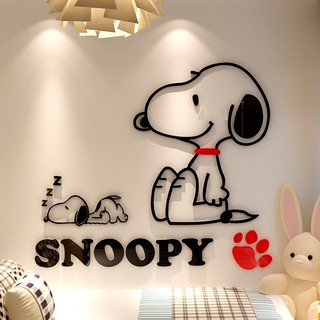 Snoopyการ์ตูนอะคริลิกาว3dสติ๊กเกอร์ติดผนังสามมิติห้องเด็กห้องนั่งเล่นห้องนอนอนุบาลสร้างสรรค์สติกเกอร์ qGb6