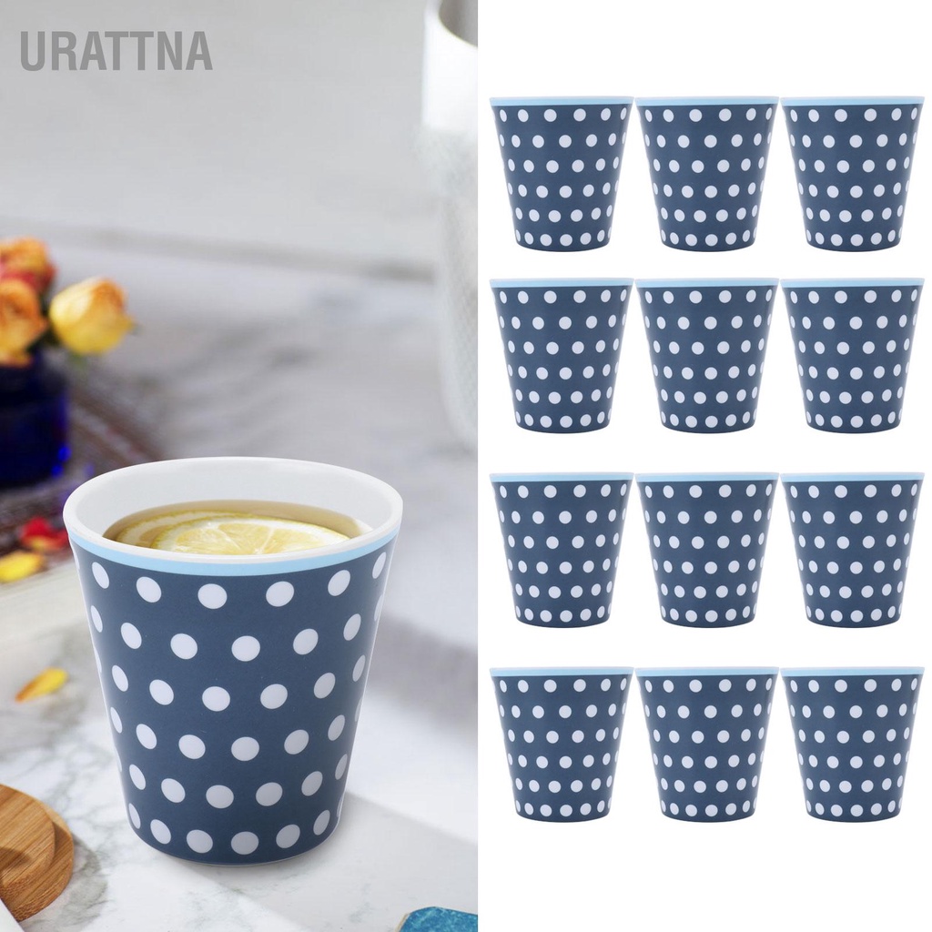 urattna-ชุดถ้วยนมเมลามีน-กันลวก-ลายจุด-สีฟ้า-สําหรับร้านอาหาร-บ้าน-12-ชิ้น